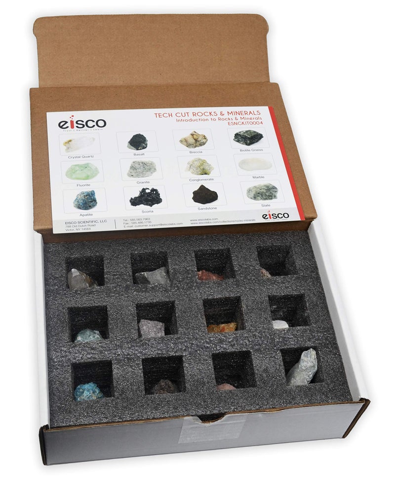EISCO Rock & Mineral Kit, 12 Pieces - Includes Metamorphic, Igneous, Sedimentary Rocks & Minerals - 1" Specimens - Great for Geology Classrooms & Basic Field Testing Labs - Tech Cut Rocks - Image 5